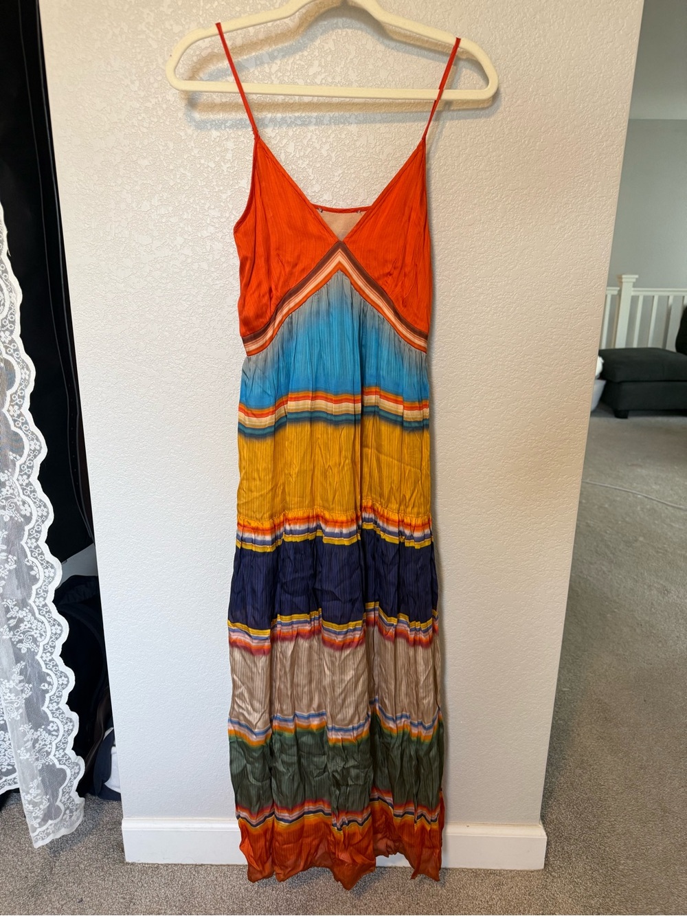 Farm Rio Multicolor Striped Maxi Dress